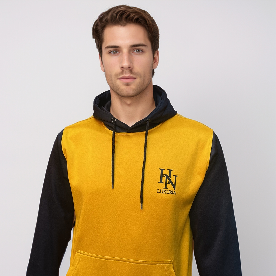 Black and Yellow Polyester Hoodie Wholesale