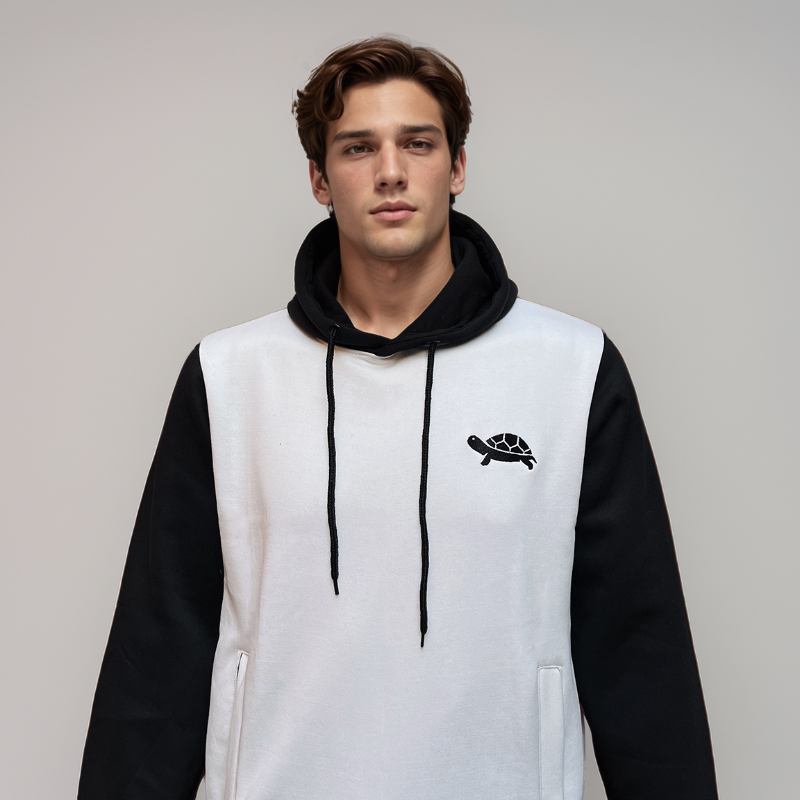 Black / White Custom Embroidered Hoodie Wholesale