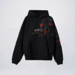 Black custom embroidered hoodies wholesale
