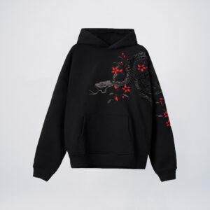 Black custom embroidered hoodies wholesale