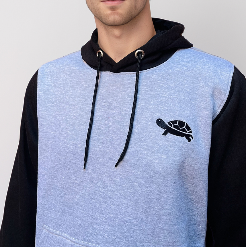 Grey / Black Embroidered Hoodie Wholesale