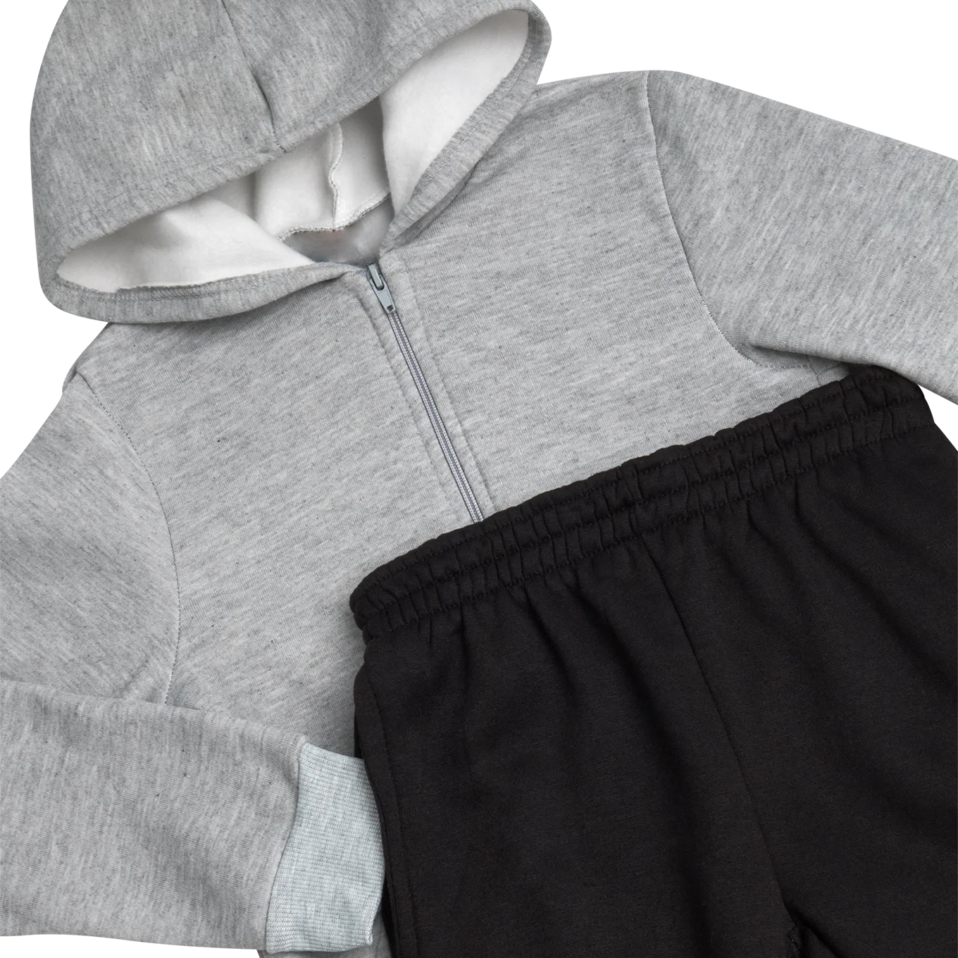 Heather Grey - Black Wholesale Jogger Set