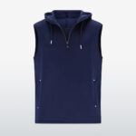 Navy blue wholesale sleeveless hoodie