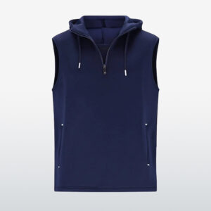 Navy blue wholesale sleeveless hoodie