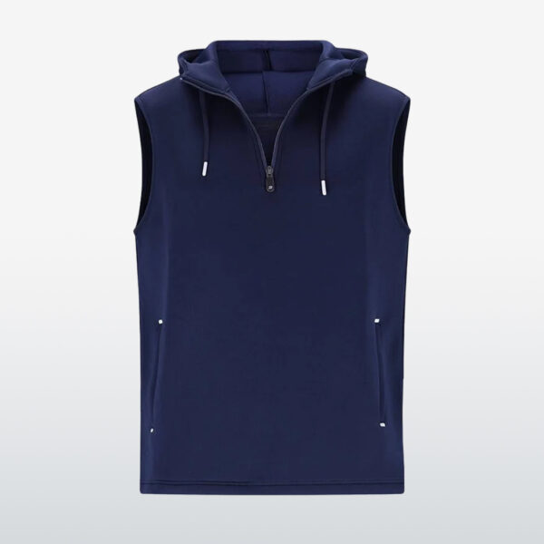 Navy blue wholesale sleeveless hoodie