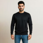 Black Interlock Fleece Men’s Sweatshirts Wholesale USA