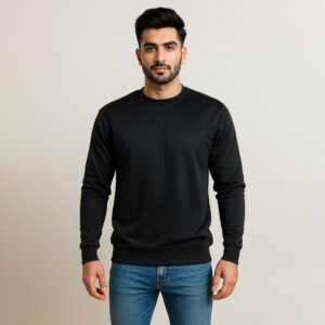 Black Interlock Fleece Men’s Sweatshirts Wholesale USA