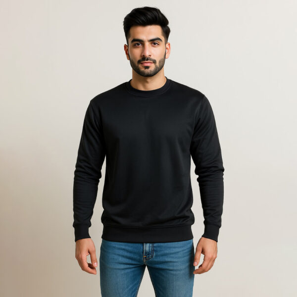 Black Interlock Fleece Men’s Sweatshirts Wholesale USA
