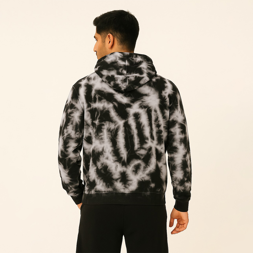 Black & White Men’s Oversized Cotton Tie Dye Hoodie