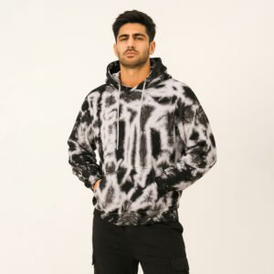 Black & white men’s oversized cotton tie dye hoodie