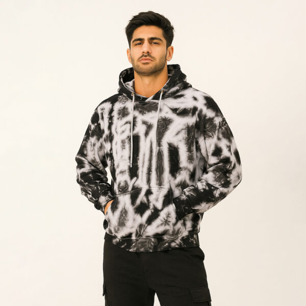Black & white men’s oversized cotton tie dye hoodie