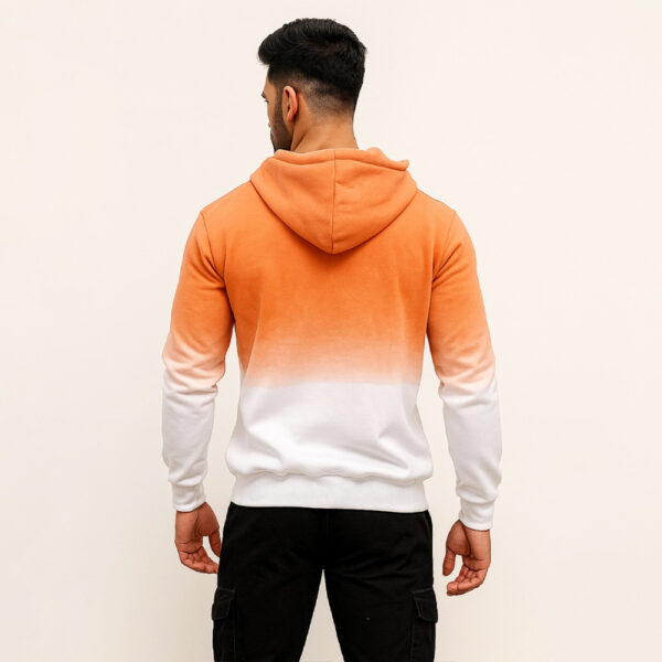 Men’s Cotton Tie & Dye Hoodie in White & Peach Ombre