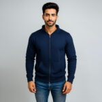 Navy blue Men’s Plain Zipper Hoodies Wholesale USA