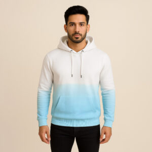 Sky Blue Ombre tie & dye printed hoodie for men