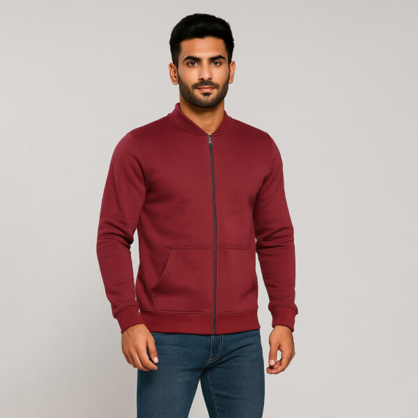 Wine Red Wholesale Men’s Full Zip Hoodies USA