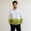 men’s cotton tie dye sweatshirt in White & Olive Green Ombre USA