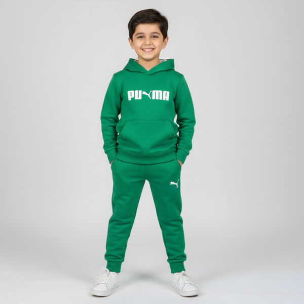 Boys Green Fleece Tracksuit Set – 2-Piece Hoodie & Jogger