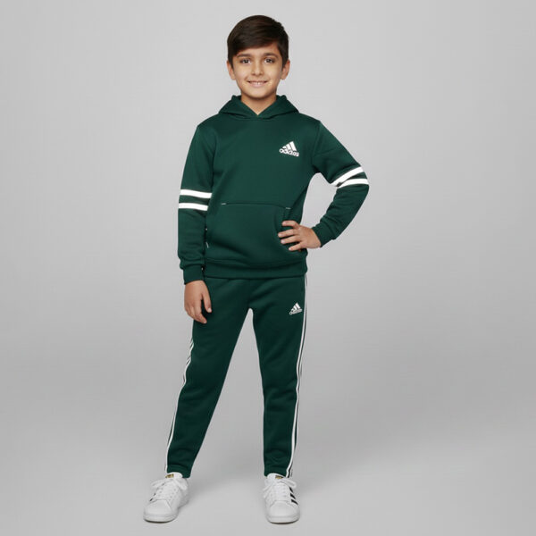 Boys Jungle Green Fleece Tracksuit Set – 2-Piece Hoodie & Jogger
