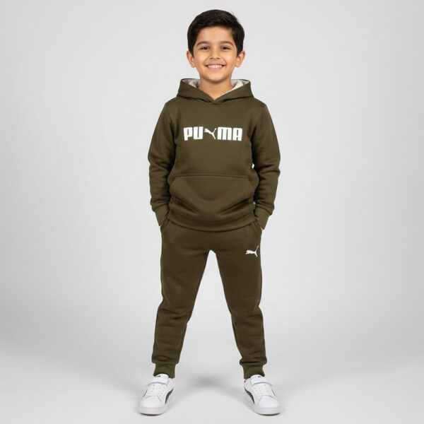 Boys Olive green Fleece Tracksuit Set – 2-Piece Hoodie & Jogger
