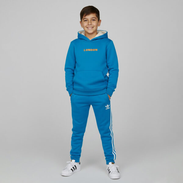 Boys Sky blue Fleece Tracksuit Set – 2-Piece Hoodie & Jogger
