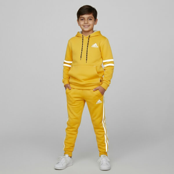 Boy's Yellow Fleece Tracksuit Set – 2-Piece Hoodie & Jogger