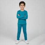 Boys Dark Cyan Boys 2-Piece Poly Cotton Loungewear Set Wholesale