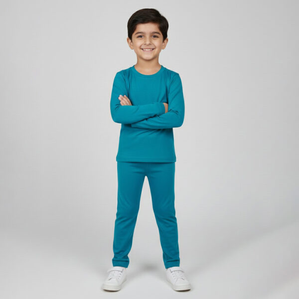 Boys Dark Cyan Boys 2-Piece Poly Cotton Loungewear Set Wholesale