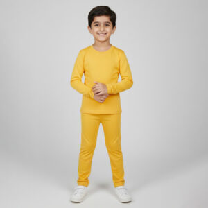 Boys Yellow 2-Piece Poly Cotton Loungewear Set Wholesale