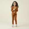 Girls Brown Poly Cotton Wholesale Loungewear Set