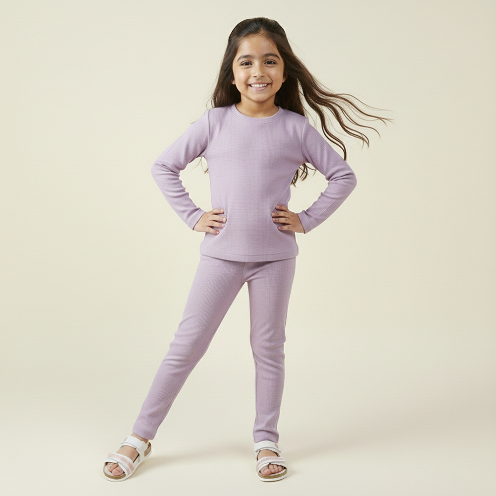 Girls Lilac Poly Cotton Wholesale Loungewear Set USA