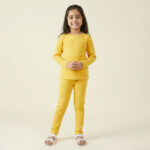 Girls Yellow Poly Cotton Poly Cotton Wholesale Loungewear Set
