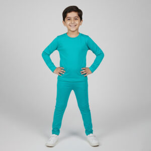 Boys Cyan Boys 2-Piece Poly Cotton Loungewear Set Wholesale