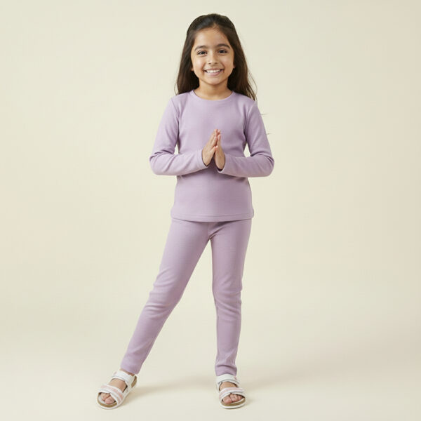 Girls lilac poly cotton wholesale loungewear set